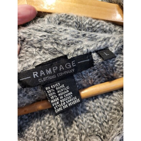 Y2K Vtg Rampage Gray Mohair Blend Hooded Long Cardigan Sweater Sz L - Picture 6 of 6